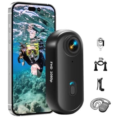 Tiantianle Action Cam WiFi, 1080P Mini caméra sous-marine étanche jusqu'à 30 m, 360 ° POV mains libres, corporelle