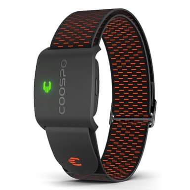 COOSPO HW9 Cardiofréquencemètre Bracelet Bluetooth 5.0 Ant+ avec HRV, Smart LED Fréquence Cardiaque Brassard IP67 Étanche Compatible avec Wahoo Zwift Strava Adidas