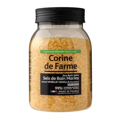 Corine de Farme Sels de Bain Marins Anti-Stress à la Vanille - Relaxation et Bien-être - Ingrédients Naturels - Parfum Envoûtant - Soin Apaisant pour le Corps et l'Esprit