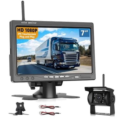 Motorsi Kit de Caméra de Recul sans Fil, Moniteur IPS HD 7 Pouces avec Caméras Arrière pour Voiture remorque RV Camper Camion Voiture Bus, IP68 Waterproof, Night Vision, BSD, 12V-36V