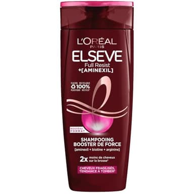 L'Oréal Paris - Shampooing Booster de Force pour Cheveux Affaiblis - Longueurs Renforcées, Cuir Chevelu Moins Visible - Enrichi à l'Aminexil + Caféine + Arginine - Elseve Full Resist - 300 ml