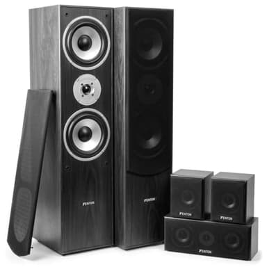 Fenton HF5B - Home Cinéma 5.0 - Noir, 335 Watts, Pack de 5 Enceintes Home Cinéma, Idéal pour Films et Musiques