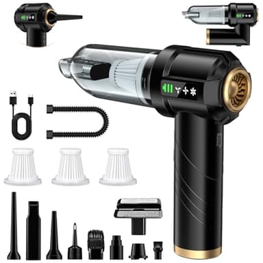 Aspirateur à Main 4 en 1, Aspirateur Voiture 28000 PA Puissant, Moteur sans Brosse, Aspirateur à Main sans Fil, 3 Vitesses 250 000 TR/Min, pour Voiture, Cuisine et Nettoyage des Poils d'animaux