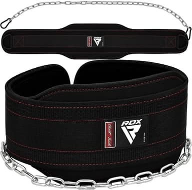 RDX Ceinture de Leste Musculation, 6'' Dip Belt avec 40CM Chaîne, Ceinture Lestée Poids pour Pullup Powerlifting Levage Dipping Haltérophilie L'entraînement en Force Bodybuilding Workout, Homme Femme