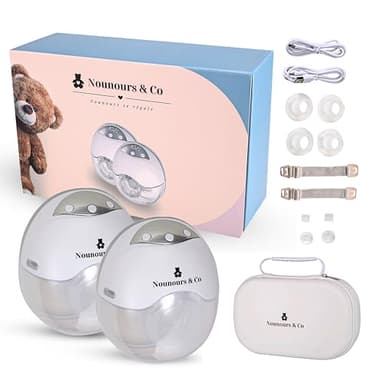Tire-lait électrique mains libres Sans-Fil – Silencieux – 4 Modes & 12 Niveaux Réglables – Écran LED – Trousse de Transport – Lot de 2 pour un Allaitement Confortable-Cadeau de naissance