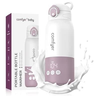 comfyer Chauffe Biberon Nomade, Chauffage Rapide pour Lait Maternel et Eau, Capacité de 340 ml, Chauffe Biberon Portable sans Fil pour Voyage en Voiture/Avion