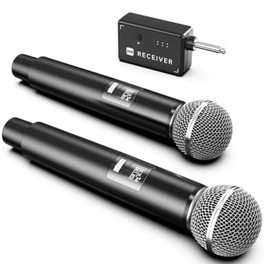 MAILANGSHI Micro sans Fil, Micro avec Connexion à Puce Individuelle, Durée de 40 Heures, Réception à 200 Pieds de Distance, Récepteur Rechargeable, Microphone pour Chanter, Fête à La Maison