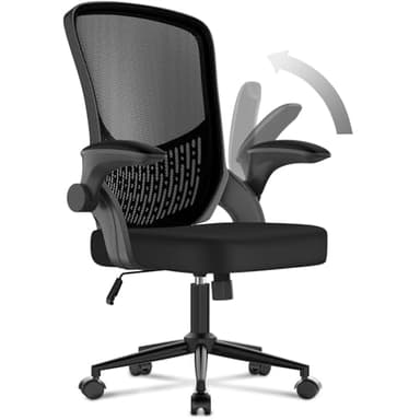 naspaluro Chaise de Bureau, Chaise de Bureau Ergonomique avec Accoudoirs Rabattables à 90°, Soutien Lombaire Unique, Revêtement en Maille Respirante, Siège Pivotant à 360° avec Fonction Swing,Noir