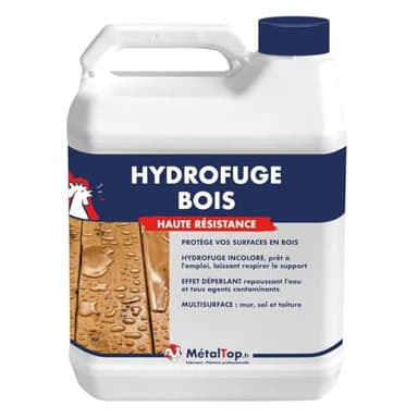 Metaltop Hydrofuge Bois - 1 L Protection imperméable pour bois intérieur et extérieur, terrasse, bardage ou mobilier