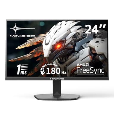 Minifire Gaming Monitor 24 Pouces, 180 Hz, 1ms, Full HD(1920 x 1080) écran sans Cadre, Adpitive Sync, HDMI 1.4 & DP 1.2, 300Nits, sRGB 110%, Ultra-Thin Bezel, Adjustable Tilt - Noir MFG24F4L