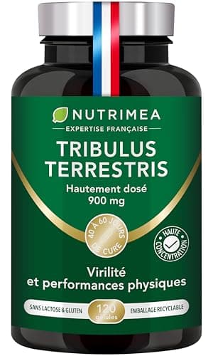 TRIBULUS TERRESTRIS - Extrait Titré en Saponines 10:1 - Source d'Energie pour Performances Sportives, Endurance & Croissance Musculaire - 900 mg - 120 Gélules Vegan - Nutrimea - Fabriqué en France