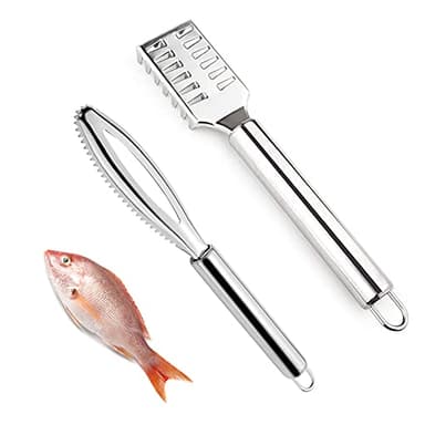 Zasjon Lot de 2 écailleurs de poisson en acier inoxydable - Pour enlever les écailles de poisson plus rapidement et plus facilement