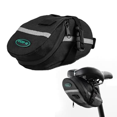 CHUANFU Sacoche de Selle Vélo, Sac de Arrière Vélo Universelle, Étanche Extensible, Paquet sous Siège Bandes Réfléchissantes, Road Pack pour Route de VTT BMX MTB, Noir