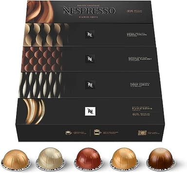 Nespresso Vertuo - Bundle Barista Creations 50 Capsules - 10x Sweet Vanilla, 10x Golden Caramel, 10x Roasted Hazelnut, 10x Bianco Doppio, 10x Bianco Forte