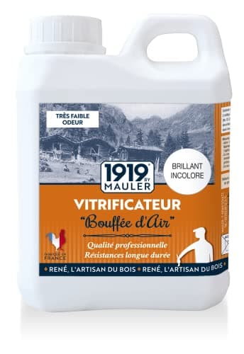 1919 BY MAULER - Vitrificateur parquet & escalier haute résistance - Brillant Incolore - 1L - protection taches, rayures, usure longue durée