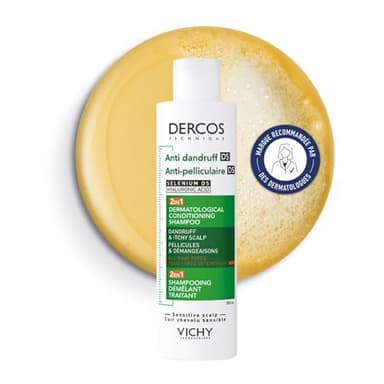 Vichy, Dercos, Shampooing Anti-Pelliculaire DS 2 en 1, Démêlant et Traitant, Pellicules & Démangeaisons, Tous Types de Cheveux, 200ml
