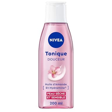 NIVEA - Tonique Douceur - Nettoyant Visage - Elimine Les Impuretés & Tonifie La Peau - Hydrate & Apaise - Huile D'Amande Douce & Hydramine - Vegan - Peaux Sèches & Sensibles - 200 ml
