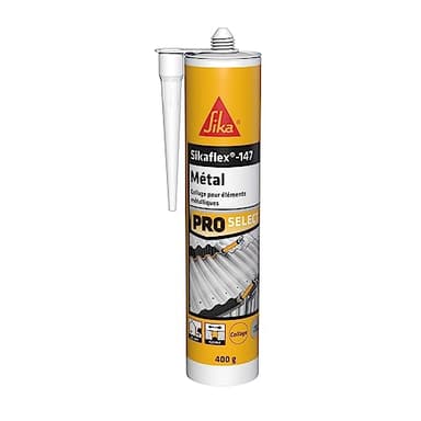 SIKA - Colle polymère spécial métal - Sikaflex 147 Métal Gris Clair - Mastic tous métaux - Intérieur et Extérieur - Collage puissant et rapide - Non corrosif - Idéal façade et toiture - 290ml
