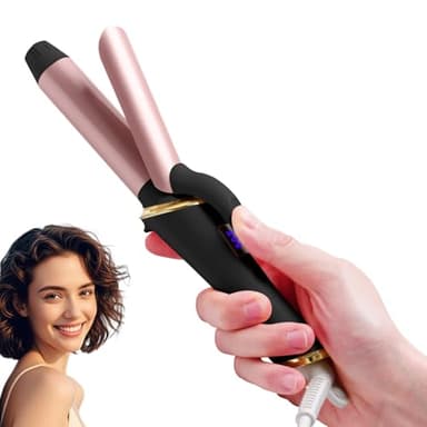 Mini Fer a Boucler 25 mm, Mini Lisseur de Voyage, Boucleur à Cheveux, Mini Fer a Lisser pour Cheveux Courts avec 5 Températures PTC Chauffage Rapide Céramique Curling Iron Double Tension