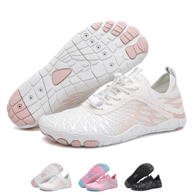 Hike Footwear Barefoot, Minimalist Trail Running Barefoot Shoes, Barefoot Shoes Women Wide Toe Box (White,38)