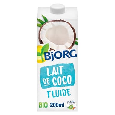 BJORG - Lait de Coco Cuisine Bio - 100% Végétal, Pauvre en Sel - 200 ml