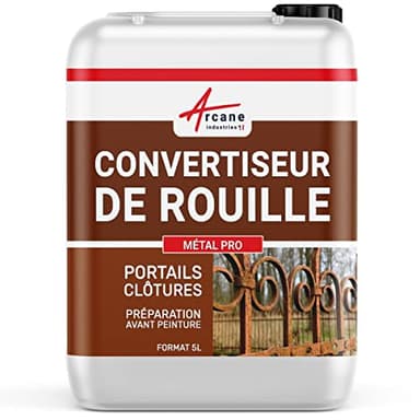 Anti rouille, Metalpro : convertisseur de rouille et traitement contre la rouille - efficace sur portail volet carrosserie vélo - 5 L - ARCANE INDUSTRIES