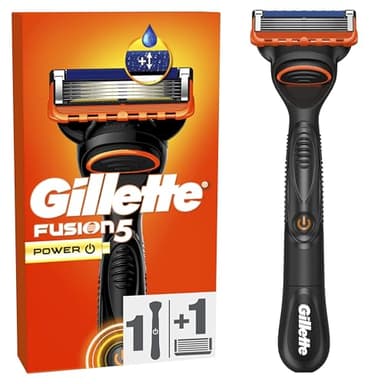 Gillette Rasoir Pour Homme Fusion5 Power, Manche Réutilisable et Cartouche à 5 Lames Ultra-Affûtées, Avec Bande Lubrifiante Pour Un Rasage du Visage Plus Confortable, 1 Recharge Pour 20 Rasages