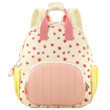 GAGAKU Sac à Dos pour Fille - 30 cm - Sac de Voyage Avec Poches Latérales Réglable Cartable Fille Primaire - Sac à dos enfants de 2 à 6 ans Cadeau d'anniversaire - Fraise rose