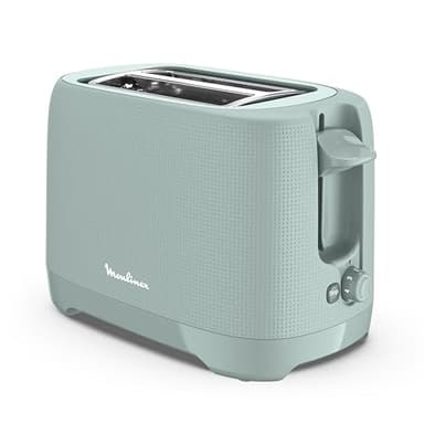 Moulinex Grille-pain 2 fentes extra-larges, Bouton arrêt, 7 niveaux de dorage, Réchauffage, Poignée de surélévation, Tiroir ramasse-miettes amovible, Morning, Eucalyptus, LT2M1310