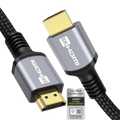 Anhuicco 4K 8K Câble HDMI 2.1 Certifié 1m 48Gbps10K 30Hz 8K 60Hz 4K 120Hz 2K 240Hz Full HD 7680P ALLM VRR FreeSync ARC eARC Dolby HDR10+ HDCP 2.3 Supporte PS5 Soundbar Juegos 8K TV