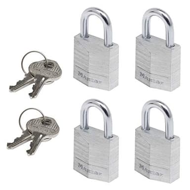 MASTER LOCK Petits Cadenas [Clés communes] [Pack Familiale de 4] 9120EURQNOP - Idéal pour les Sacs à Dos, les Bagages, les Valises, les Casiers et plus
