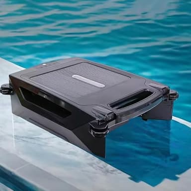 ZyKnaurral Nettoyeur de Piscine robotisé Automatique à énergie Solaire, Robot de Nettoyage de Surface de Piscine sans Fil, Robot de Nettoyage de Piscine à Double Charge