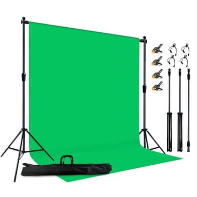 Green Screen Écran Vert 183x274 cm avec Support 2x2 m à Verrouillage Rotatif et 8 Pinces, Tissu de Fond Vert Pliable pour Studio Photo vidéo, Zoom et livestream