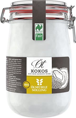 Ölmühle Solling Bio & Naturland Fair Huile de coco dans un verre à étrier 1000 ml