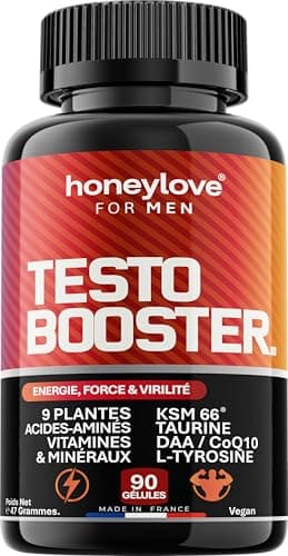 Testosterone Musculation Homme | 90 gélules Testo booster Puissant | Libido, Energie & boost Performance Men & testostérone | 9 Plantes, tribulus, Fenugrec, DAA, Taurine, zinc - sans gel