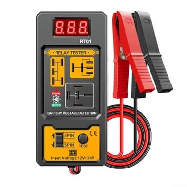 Besttoolifes Détecteur de relais automobile numérique, test de tension 12 V et 24 V, écran LCD, compatible avec les applications marines de voiture, camion, moto, construction robuste et portable