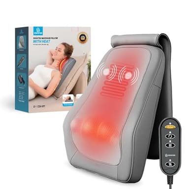 COMFIER Masseur de Nuque avec Chaleur, Appareil de Massage Shiatsu 3D, Coussin de Massage pour Le Cou, Les épaules, Les maux de Dos,Cadeaux pour papa et maman（Gris）