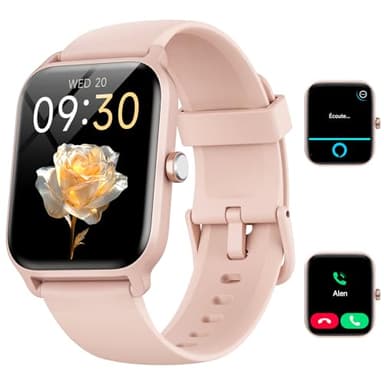 Montre Connectée Femme pour Samsung,iPhone,Android,1.91" Montre Connectée Femme avec Appel Bluetooth,Voix de l'IA,Alexa intégrée,Smartwatch Moniteur de SpO2,Sommeil,Podometre,Calories,IP68-Rose