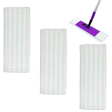 Lot de 3 serpillères de rechange en microfibre 44 x 15 cm, idéales pour la cuisine, la salle de bain et le salon