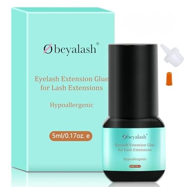 Obeyalash Colle Extension Cils Noir 5ml Pour Extensions de Cils Semi Permanent Strong 6-7 Weeks Retention Pour Salon Tenue Longue Durée