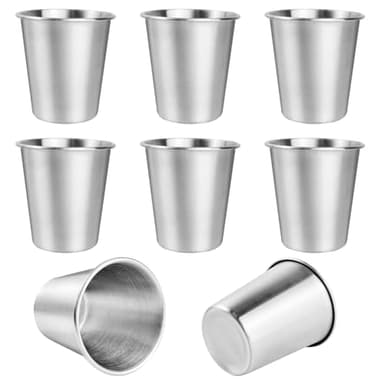 Lot de 8 gobelets inox 260 ml Gobelets de camping Sans poignée Pour anniversaires, pique-niques, voyages Incassables et sans BPA