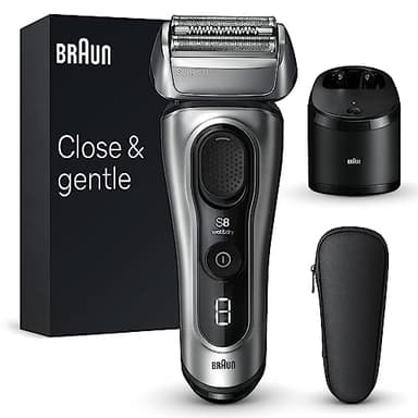 Braun Series 8 8567cc Rasoir Électrique Pour Homme, 4 Éléments De Rasage, Tondeuse De Précision Intégrée, Station SmartCare, Étanche, 60 Minutes D’Autonomie, Fabriqué En Allemagne, Argent