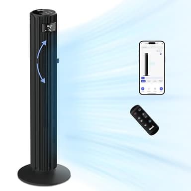 LEVOIT Ventilateur Colonne WiFi Silencieux 25dB, 108 cm pour Grande Pièce, Contrôle par App Alexa, avec 7.9m/s DC, 12 Vitesses de Vent, Oscillant à 90°, Ajusteur Haut et Bas 60° pour Maison