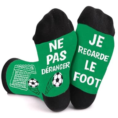 Chaussettes Humour Homme NE PAS DERANGER JE REGARDE LE FOOT, Chaussettes Fantaisie Rigolotes Coton, Idee Cadeau Fete des Peres Noel Anniversaire Saint Valentin pour Homme Femme Couple Collègue Frere