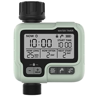 Programmateur Arrosage Kazeila Minuterie Irrigation IPX5 Imperméable Arroseur Automatique Manuel avec Grand Écran LCD Facile Installation pour Balcon Jardin Parterre Ferme Extérieur