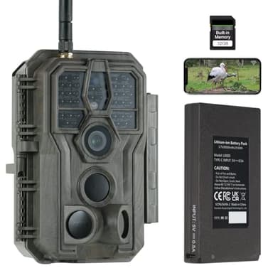 GardePro E8P Max Caméra de Chasse, WiFi, Batterie Rechargeable 8000 mAh, Carte SD Intégrée, 64MP 1296P, Caméra E8PMB No Glow Infrarouge Vision Nocturne