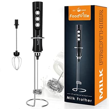 FoodVille MF02 Mousseur à Lait Électrique Rechargeable Mousseur a Lait Portable avec Fouet en Acier Inoxydable pour Cappuccino, Latte, Café pare-balles, Régime Cétogène, Poudre de Protéine, Matcha