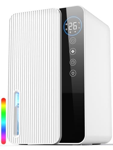 Déshumidificateur Électrique 1.8L, Déshumidificateur d'Air Anti-Moisissure Ultra Silencieux avec Minuteur et LED Tactile - Pour Assainir Salle de Bain, Dressing, Chambre à Coucher(600ml/jour)