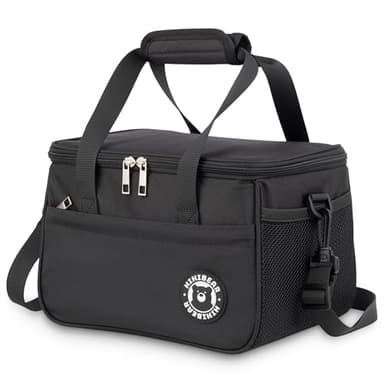 HIHIBEAR Sac Isotherme Repas 9L, [ Doublure PEVA Résistante Aux Fuites ] Sac Lunch Box Isotherme à Double Poignée, Lunch Bag Isotherme Portable pour Bureau Voyage Pique-nique (Noir, 9L)