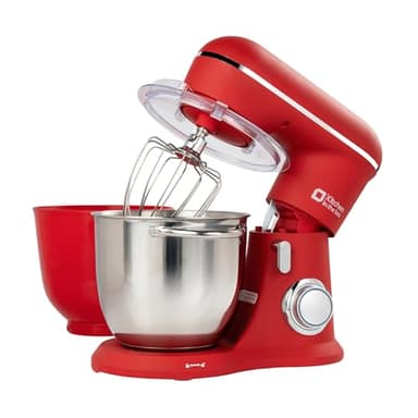 Kitchen in the box Robot Pâtissier, 4.5L+5L 2Bols Robots de Cuisine, 10 Vitesses Batteur Electrique Cuisine, 1300W Pétrin Professionnel avec Fouet, Batteur, Crochet (Rouge)